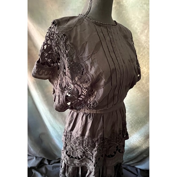 New Farm Rio Black Richilieu Dress Tiered Lace Midi Women's Party Cocktail - Picture 6 of 10